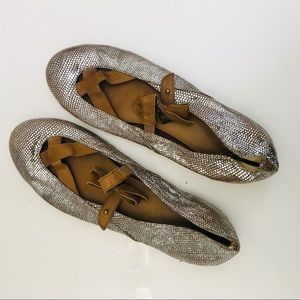 Anthropologie metallic leather ballet shoes